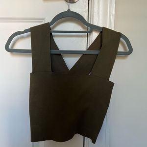 Army Green Thick Strap Crossback Crop Top